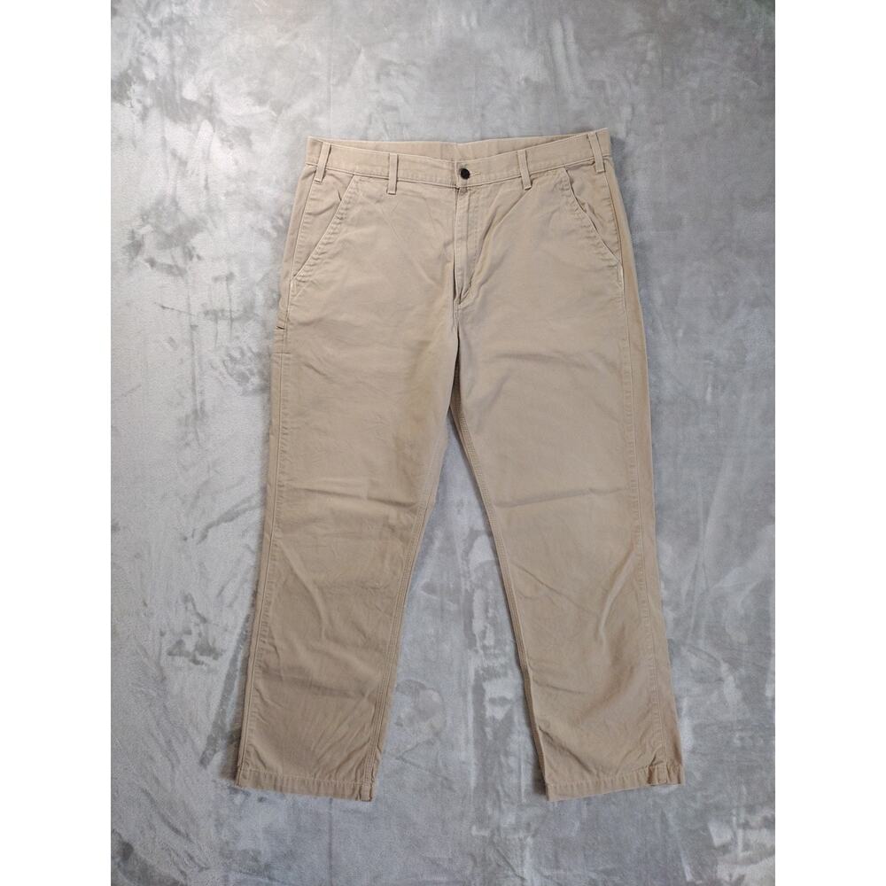 Carhartt Pants Mens 38x32 Beige Relaxed Fit B299-GKH Work Casual Utility